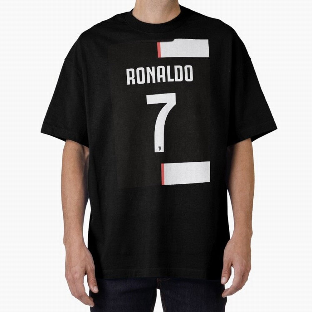 Ronaldo 7 Juventus 19-20 Retro Jersey Oversized T-Shirt Show Match Day Excitement for FIFA World Cup 2026 Spirit, with England, Messi and Cristiano Ronaldo, Football Festival Excitement, Trophy Ambitions, Country Rivalries and Star Player Buzz;