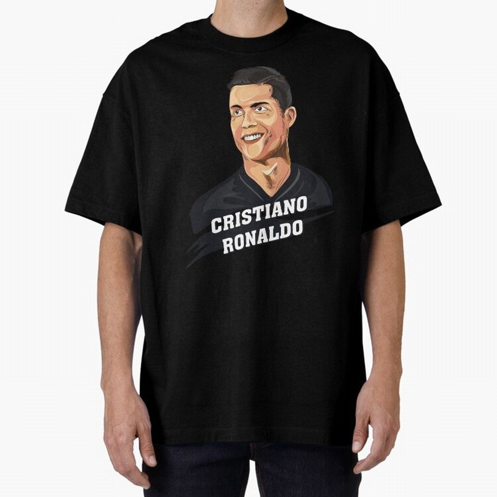 Cristiano Ronaldo Portrait Oversized T-Shirt Create FIFA World Cup 2026 USA Canada Mexico for Fans of Messi and Germany, Bringing Football Festival Excitement, Trophy Ambitions, Country Rivalries and Star Player Buzz; Great for Supporters Who Love