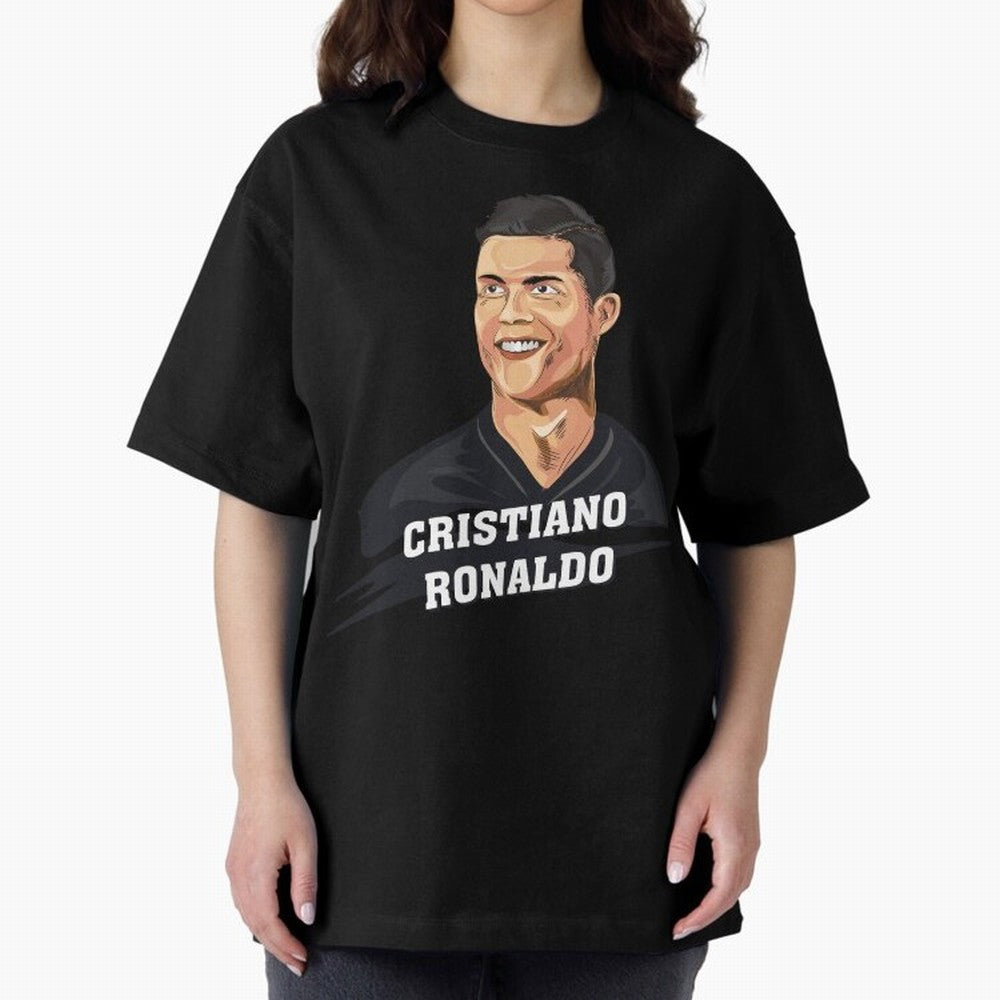 Cristiano Ronaldo Portrait Oversized T-Shirt Create FIFA World Cup 2026 USA Canada Mexico for Fans of Messi and Germany, Bringing Football Festival Excitement, Trophy Ambitions, Country Rivalries and Star Player Buzz; Great for Supporters Who Love