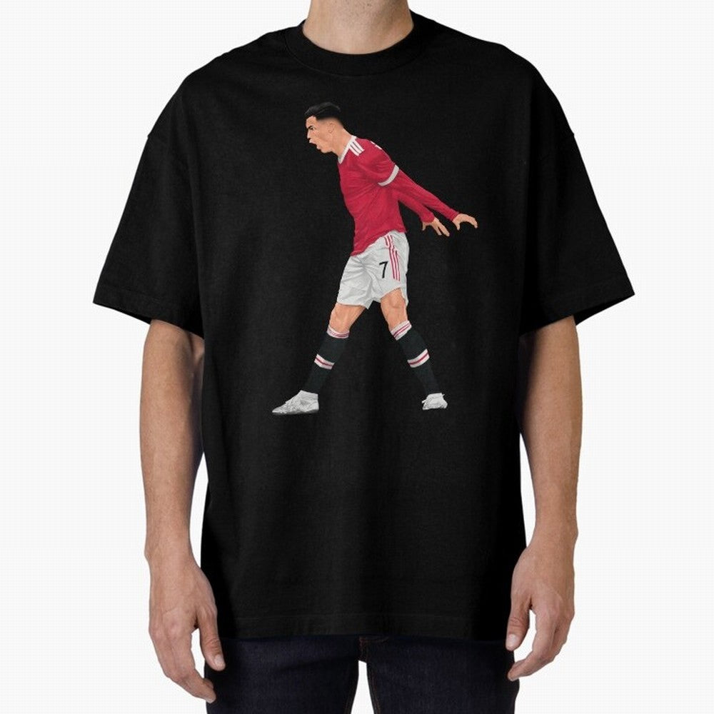 Cristiano Ronaldo Celebration Oversized T-Shirt Feel the Roar of FIFA World Cup 2026 Spirit, Highlighting England and Germany, Cristiano Ronaldo, Haaland and CR7, Football History, Final Match Energy, Crowd Noise and Once in a Lifetime Moments;