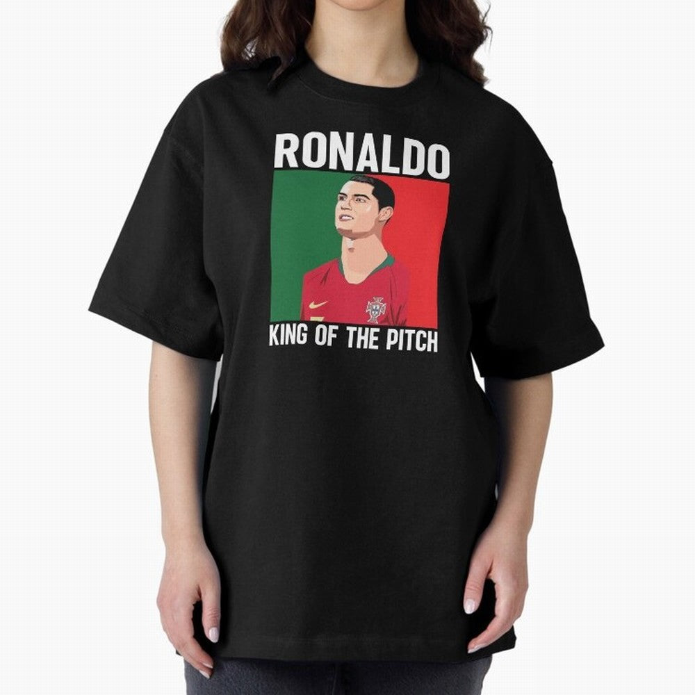 Ronaldo: King Of The Pitch Oversized T-Shirt Bring Trophy Dreams to the FIFA World Cup 2026 USA Canada Mexico Journey through Mbappe Highlights, England Pride, Soccer Culture, Superstar Moments, National Team Dreams and Competitive Fire; Great for