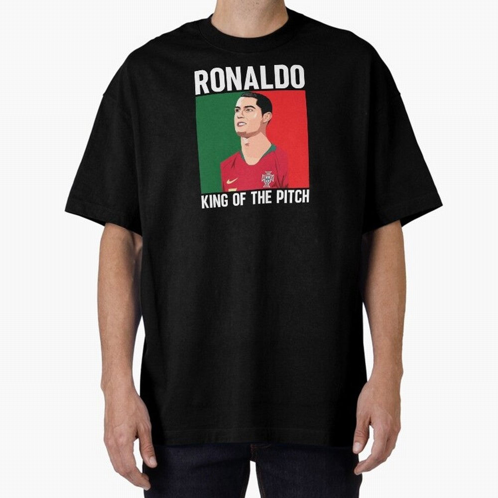 Ronaldo: King Of The Pitch Oversized T-Shirt Bring Trophy Dreams to the FIFA World Cup 2026 USA Canada Mexico Journey through Mbappe Highlights, England Pride, Soccer Culture, Superstar Moments, National Team Dreams and Competitive Fire; Great for