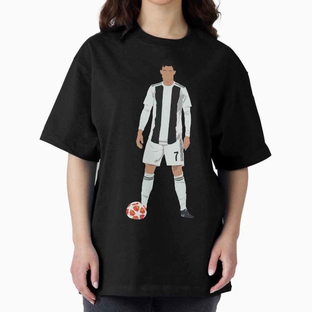 Ronaldo Stance Oversized T-Shirt Show Passion for the Stars of FIFA World Cup 2026 for Fans of Haaland and Mbappe and Portugal, Bringing Global Supporter Spirit, Legendary Goals, National Colors and Tournament Celebration; Ideal for Passionate Fans