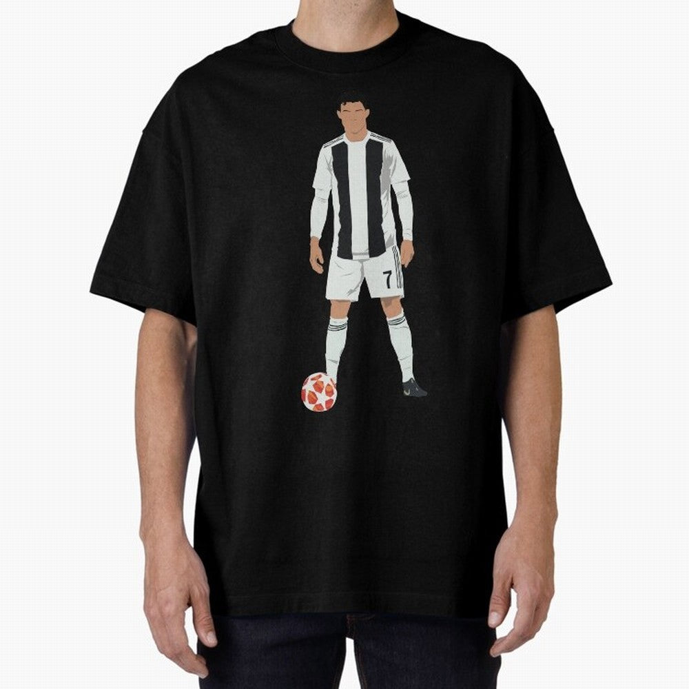 Ronaldo Stance Oversized T-Shirt Show Passion for the Stars of FIFA World Cup 2026 for Fans of Haaland and Mbappe and Portugal, Bringing Global Supporter Spirit, Legendary Goals, National Colors and Tournament Celebration; Ideal for Passionate Fans