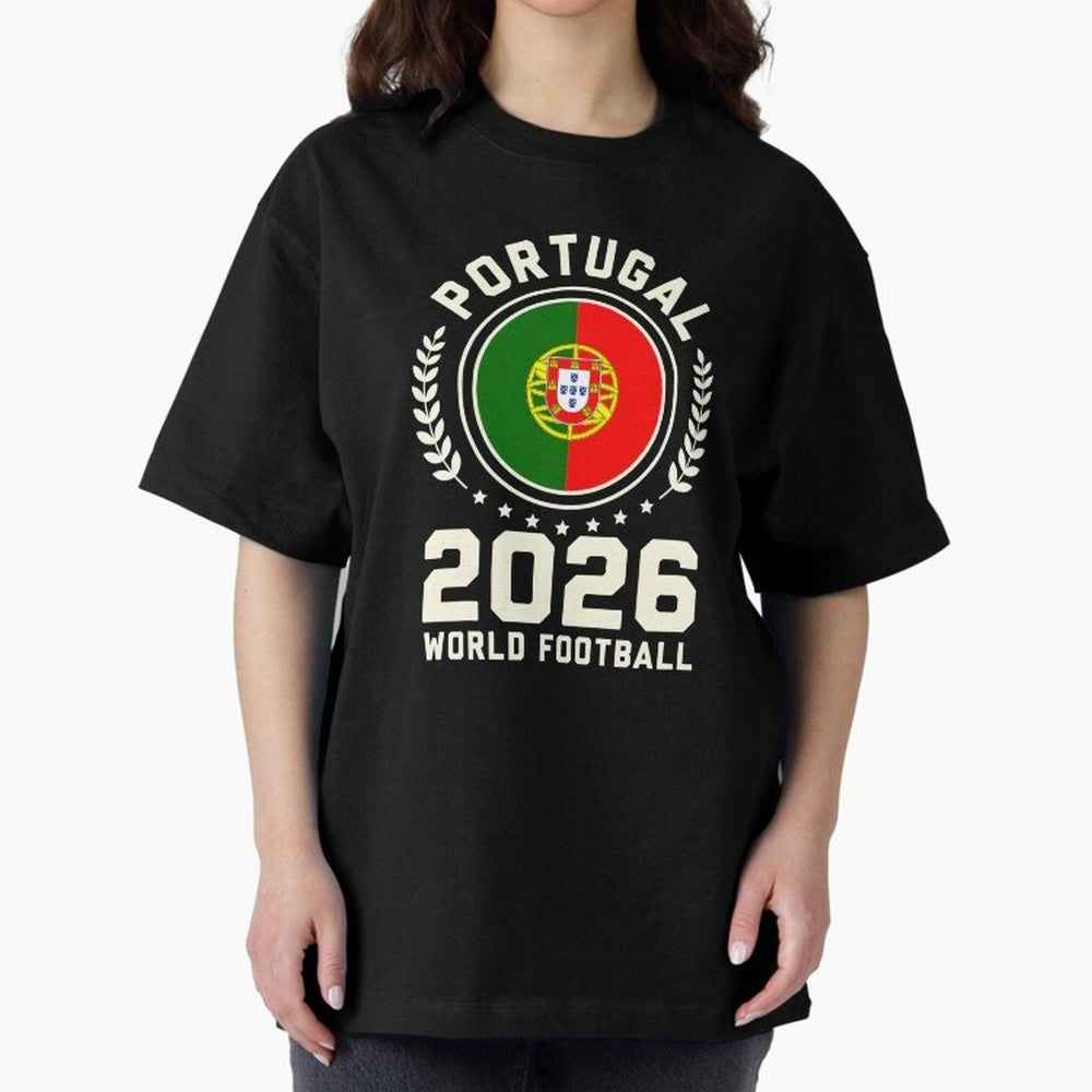 Portugal 2026 World Football Oversized T-Shirt Capture FIFA World Cup 2026 for Fans of Messi and Argentina and Brazil, Bringing Football Festival Excitement, Trophy Ambitions, Country Rivalries and Star Player Buzz; Ideal for Passionate Fans Who
