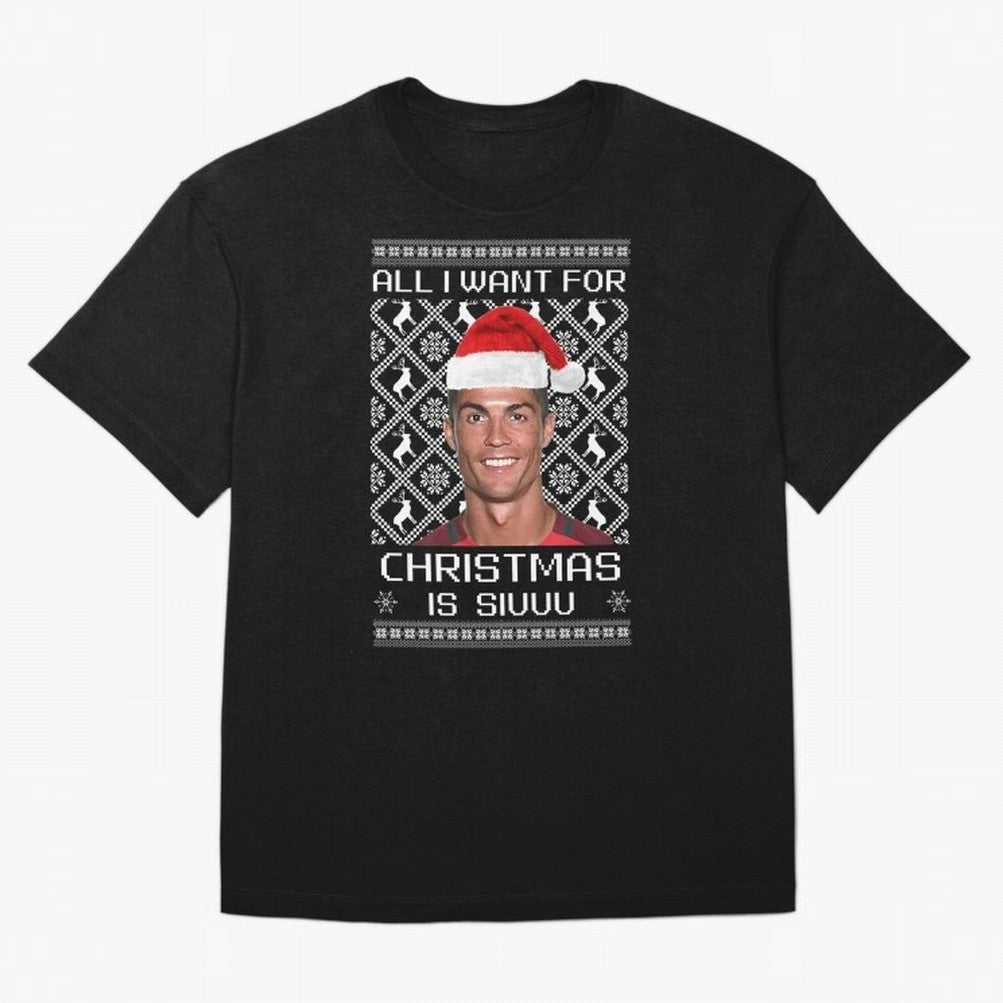 Cristiano Ronaldo Siuuu Christmas Oversized T-Shirt Treasure the FIFA World Cup 2026 Journey through Neymar Highlights, Argentina Pride, Soccer Culture, Superstar Moments, National Team Dreams and Competitive Fire; Perfect for Fans, Collectors,