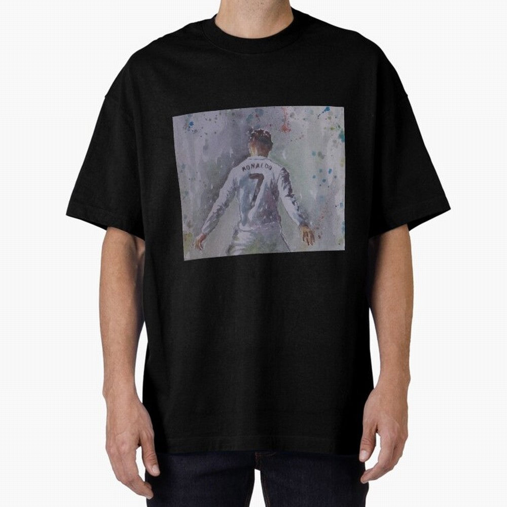 Cristiano Ronaldo - Portrait 2 Oversized T-Shirt Stand with Global Football Passion for FIFA World Cup 2026 Group Stage, Inspired by Messi, CR7 and Mbappe, Portugal, Football Festival Excitement, Trophy Ambitions, Country Rivalries and Star Player