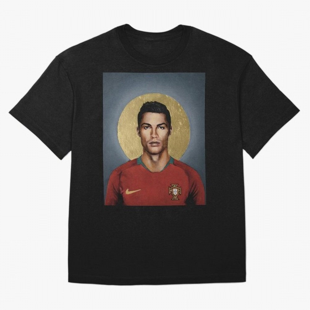 Cristiano Ronaldo CR7 Saint Portugal Football Legend Fan Art Oversized T-Shirt Show Passion for the Stars of FIFA World Cup 2026 USA Canada Mexico Spirit, Connected to Argentina, France and Brazil, Neymar, Haaland and Cristiano Ronaldo, Global