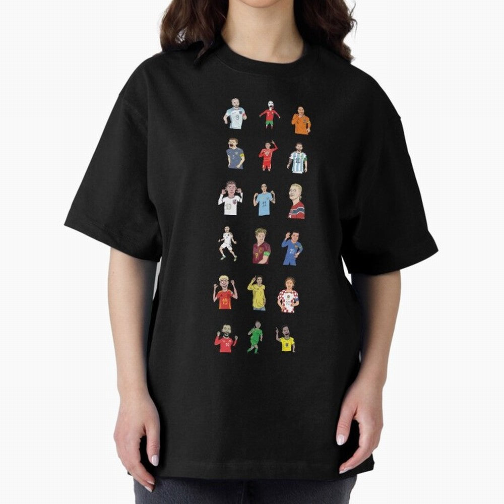 Badly Drawn Footballers Oversized T-Shirt Celebrate the Biggest Stage of FIFA World Cup 2026 USA Canada Mexico for Fans of Haaland and France and Portugal, Bringing Football History, Final Match Energy, Crowd Noise and Once in a Lifetime Moments;