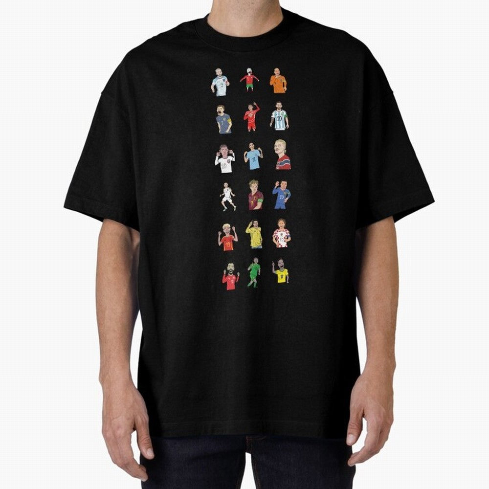 Badly Drawn Footballers Oversized T-Shirt Celebrate the Biggest Stage of FIFA World Cup 2026 USA Canada Mexico for Fans of Haaland and France and Portugal, Bringing Football History, Final Match Energy, Crowd Noise and Once in a Lifetime Moments;