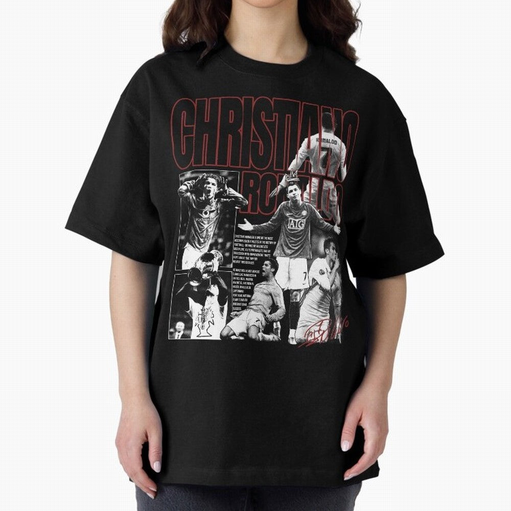 Cristiano Ronaldo Vintage Graphic Oversized T-Shirt Live the Energy of Global Football Passion for FIFA World Cup 2026 Group Stage, with Mbappe and Neymar, Argentina, Fan Favorite Moments, National Team Passion, Big Match Drama and Soccer History;