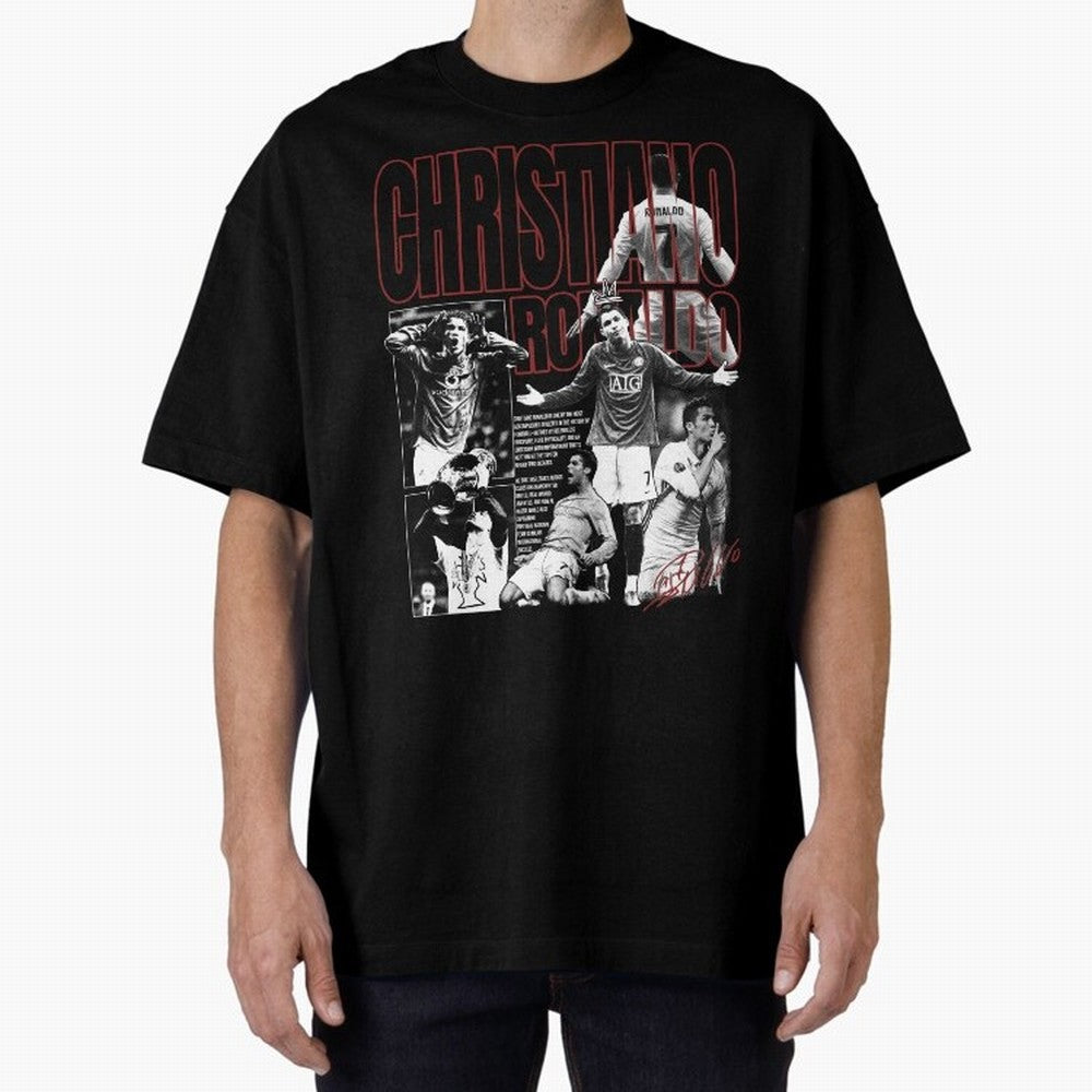 Cristiano Ronaldo Vintage Graphic Oversized T-Shirt Live the Energy of Global Football Passion for FIFA World Cup 2026 Group Stage, with Mbappe and Neymar, Argentina, Fan Favorite Moments, National Team Passion, Big Match Drama and Soccer History;