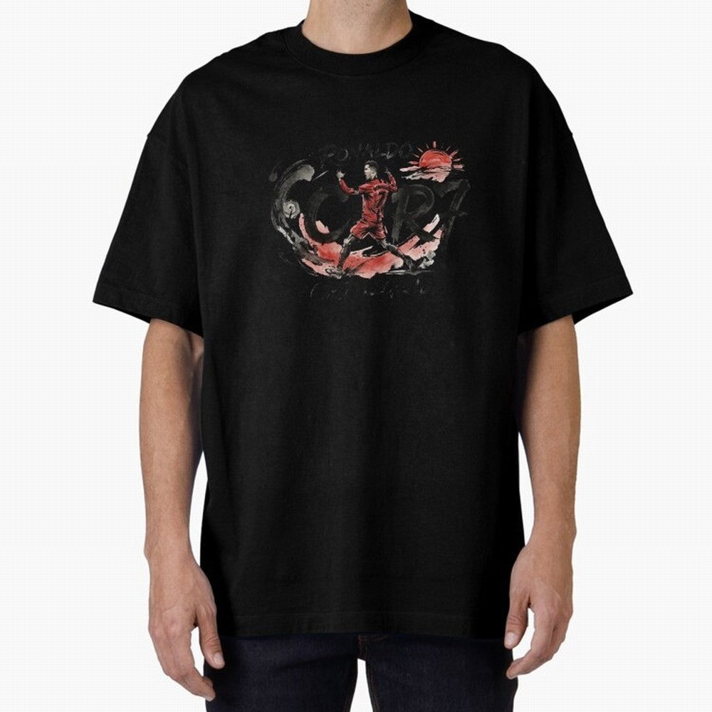 Cristiano Ronaldo CR7 Legend Japanese Ink Art Style Oversized T-Shirt Make Every Kick Count in FIFA World Cup 2026 with Cristiano Ronaldo, England and Germany Energy, Global Supporter Spirit, Legendary Goals, National Colors and Tournament