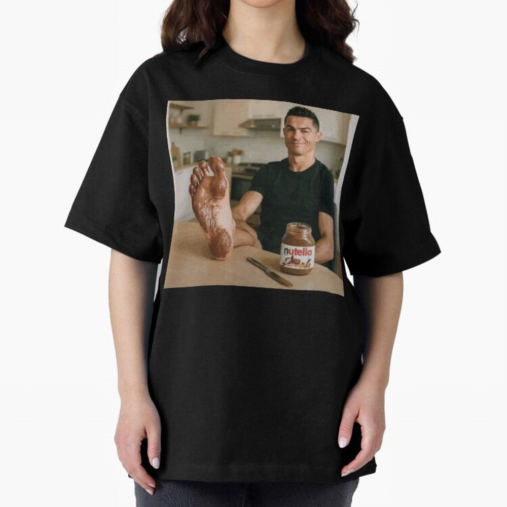 Ronaldo Nutella (LOW RES) Oversized T-Shirt Fuel the Hype around the FIFA World Cup 2026 Journey through CR7 Highlights, Portugal Pride, Match Day Excitement, Supporter Culture, Golden Goals and Global Football Passion; Ideal for Fans Who Follow