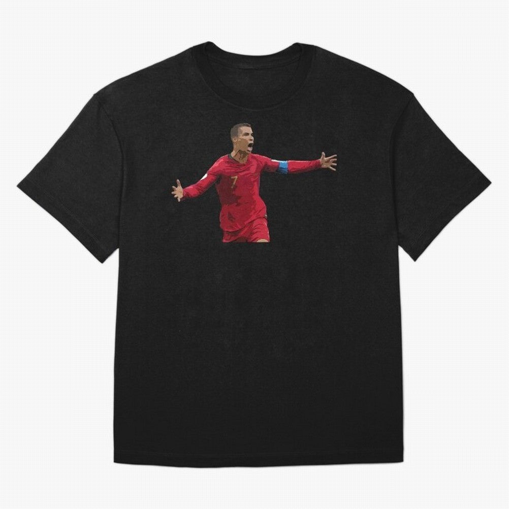 Cristiano Ronaldo Oversized T-Shirt Represent Football Lovers during Global Football Passion for FIFA World Cup 2026 USA Canada Mexico, Centered on CR7 and Messi, Spain, Championship Spirit, Famous Goals, Roaring Crowds and International Football