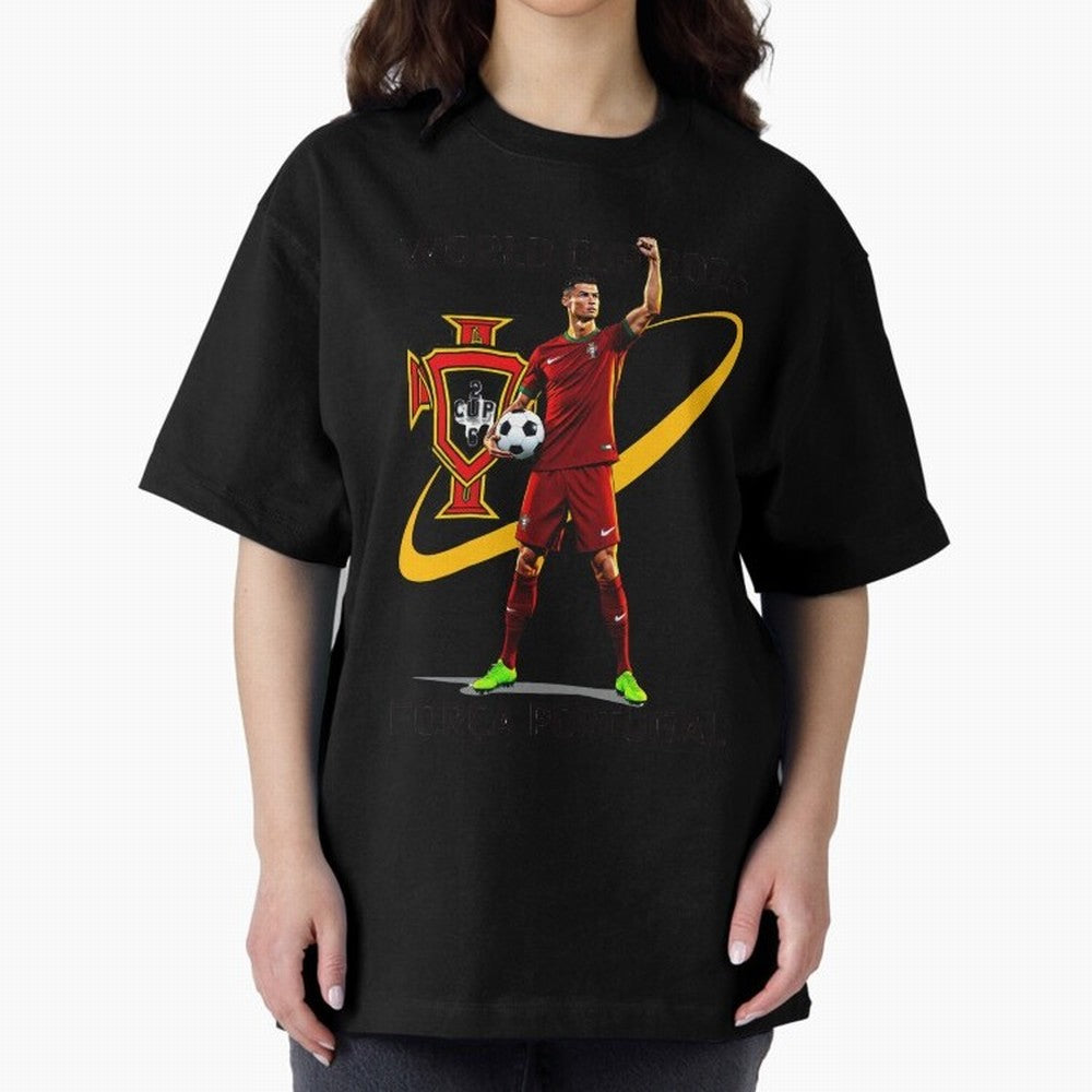 FIFA World Cup 2026 - Portugal Fan Oversized T-Shirt Represent Football Lovers during FIFA World Cup 2026 Group Stage Highlighting CR7 and Messi, England Energy, Sports Nostalgia, International Competition, Famous Players and Unforgettable