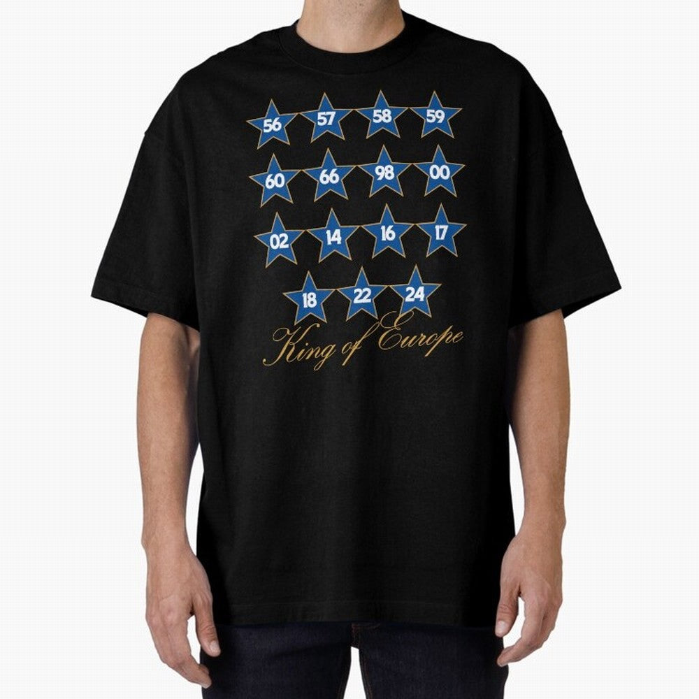 Real Madrid European Cups Oversized T-Shirt Bring International Match Energy to FIFA World Cup 2026 Group Stage Driven by Messi and Cristiano Ronaldo, Spain and Netherlands Energy, Championship Spirit, Famous Goals, Roaring Crowds and International