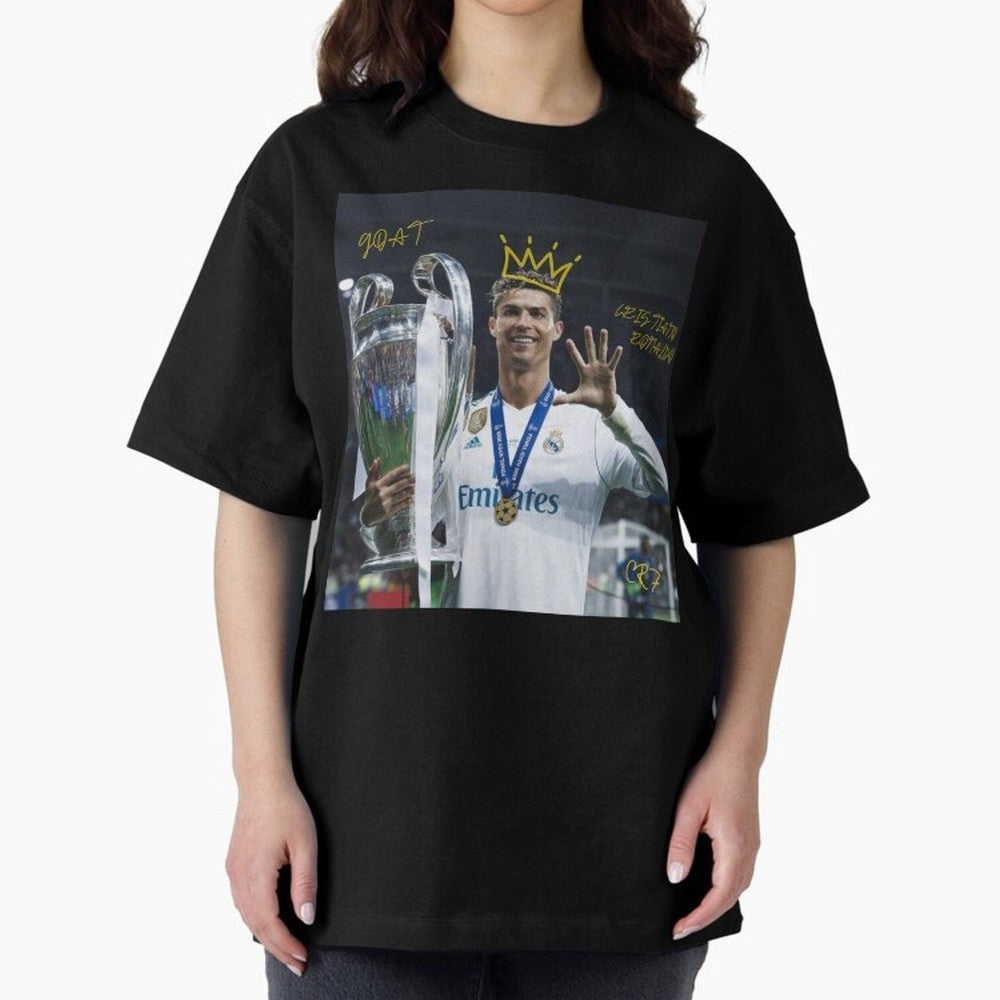 Cristiano Ronaldo- GOAT Oversized T-Shirt Make Every Kick Count in FIFA World Cup 2026 Group Stage Made for Cristiano Ronaldo, Netherlands Energy, Global Supporter Spirit, Legendary Goals, National Colors and Tournament Celebration; Ideal for