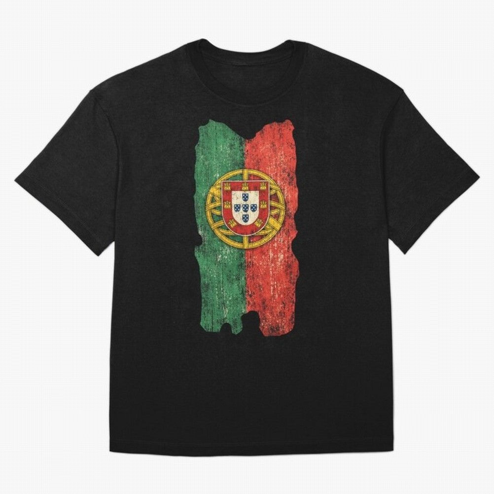 Vintage Portugal Flag Soccer Fan Design Oversized T-Shirt Celebrate the Road through FIFA World Cup 2026 Group Stage Spirit, Centered on England and Germany, CR7 and Messi, Vintage Soccer Flavor, Modern Football Stars, National Flags and Final