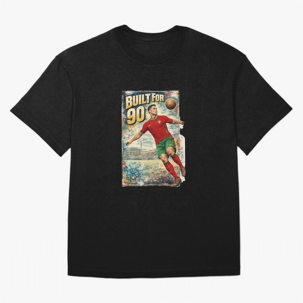 Built For 90 ¨C Vintage Football Streetwear Poster Oversized T-Shirt Honor Football Greatness during FIFA World Cup 2026 USA Canada Mexico for Fans of Haaland and France, Bringing Retro Football Energy, Iconic Rivalries, Trophy Chase Drama and