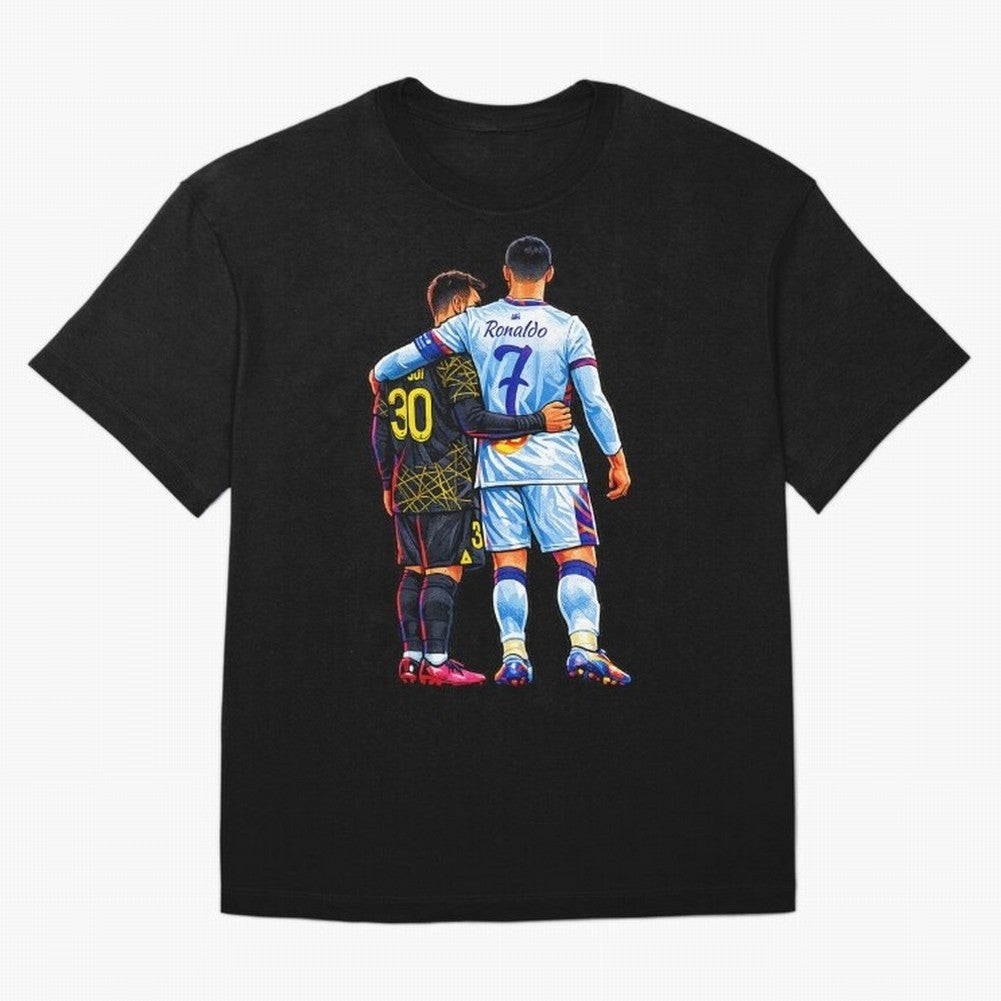 2 GOATS Oversized T-Shirt Relive the FIFA World Cup 2026 USA Canada Mexico Journey through CR7 and Messi Highlights, Brazil, Portugal and Argentina Pride, Sports Nostalgia, International Competition, Famous Players and Unforgettable Victories;
