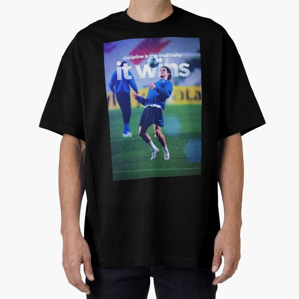 Cristiano Ronaldo - Discipline is rare that's why it wins Oversized T-Shirt Bring a Champion Mindset to FIFA World Cup 2026 USA Canada Mexico for Fans of Messi, Neymar and Mbappe and Germany, Bringing Goal Celebration Energy, Supporter Heritage,