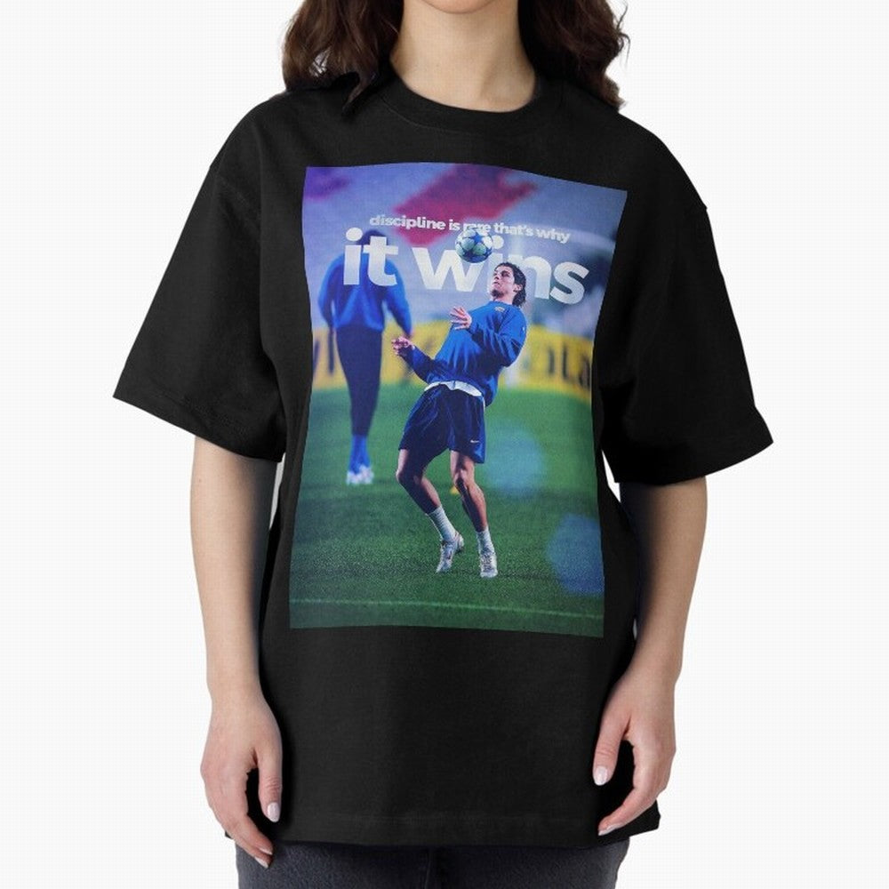 Cristiano Ronaldo - Discipline is rare that's why it wins Oversized T-Shirt Bring a Champion Mindset to FIFA World Cup 2026 USA Canada Mexico for Fans of Messi, Neymar and Mbappe and Germany, Bringing Goal Celebration Energy, Supporter Heritage,