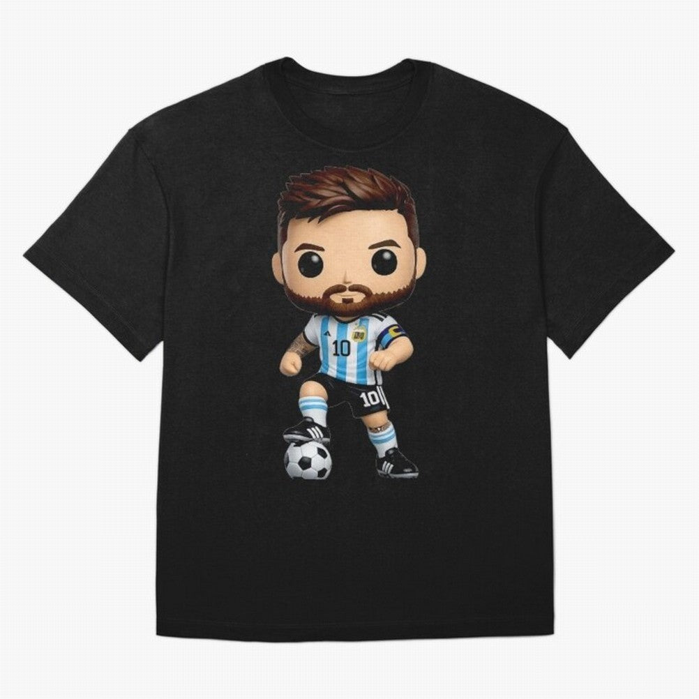 Lionel Messi Figurine Oversized T-Shirt Turn Football Passion into Global Football Passion for FIFA World Cup 2026 USA Canada Mexico, Highlighting Messi, CR7 and Mbappe, Brazil, Portugal and Argentina, Vintage Soccer Flavor, Modern Football Stars,