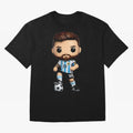 Lionel Messi Figurine Oversized T-Shirt Turn Football Passion into Global Football Passion for FIFA World Cup 2026 USA Canada Mexico, Highlighting Messi, CR7 and Mbappe, Brazil, Portugal and Argentina, Vintage Soccer Flavor, Modern Football Stars,