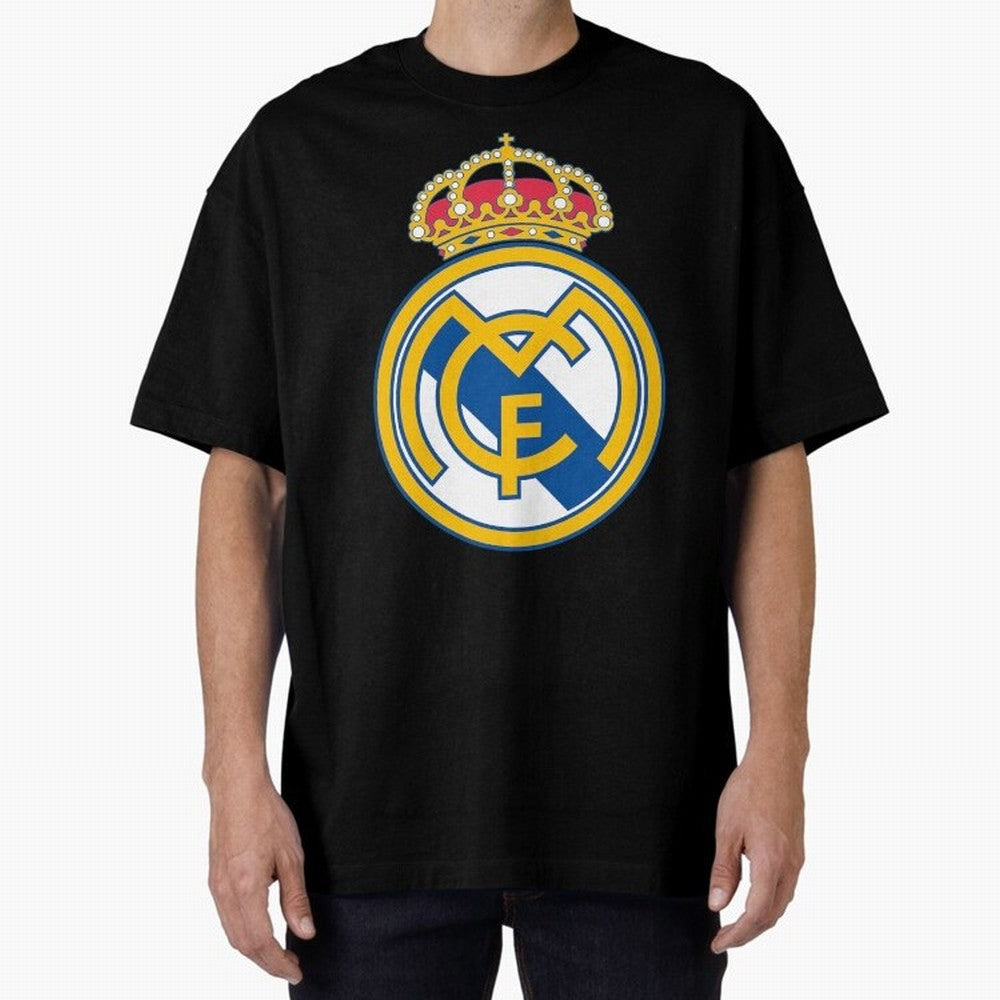 The Madrid Cf Logo Oversized T-Shirt Honor Champions and Dreams in Match Day Hype around FIFA World Cup 2026 Group Stage, Cristiano Ronaldo, Haaland and CR7, Spain, Tournament Hype, Historic Matchups, Family Viewing Parties and Global Sports Pride;