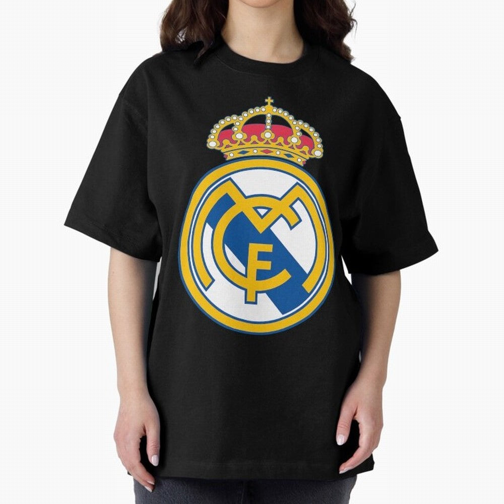 The Madrid Cf Logo Oversized T-Shirt Honor Champions and Dreams in Match Day Hype around FIFA World Cup 2026 Group Stage, Cristiano Ronaldo, Haaland and CR7, Spain, Tournament Hype, Historic Matchups, Family Viewing Parties and Global Sports Pride;