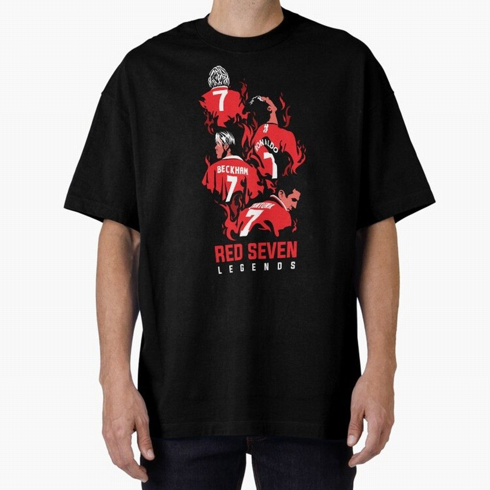 The Red Seven - Man Utd Oversized T-Shirt Live the Energy of Match Day Hype around FIFA World Cup 2026 Group Stage, Mbappe, England and Germany, Retro Football Energy, Iconic Rivalries, Trophy Chase Drama and Stadium Atmosphere; Made for Collectors