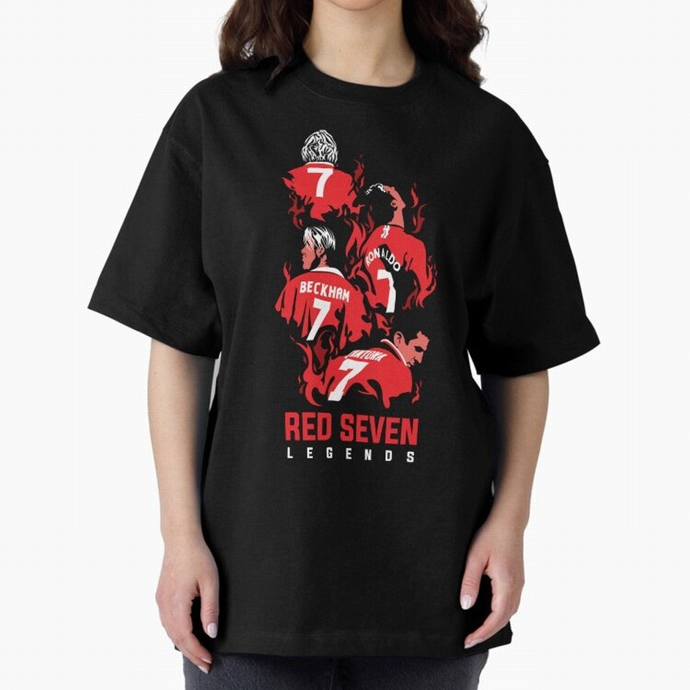 The Red Seven - Man Utd Oversized T-Shirt Live the Energy of Match Day Hype around FIFA World Cup 2026 Group Stage, Mbappe, England and Germany, Retro Football Energy, Iconic Rivalries, Trophy Chase Drama and Stadium Atmosphere; Made for Collectors