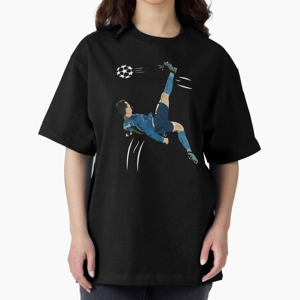 Cristiano Ronaldo Bicycle Kick Oversized T-Shirt Remember the FIFA World Cup 2026 USA Canada Mexico Journey through Messi, Neymar and Mbappe Highlights, Argentina, France and Brazil Pride, Supporter Pride, Iconic Celebrations, Legendary Names and