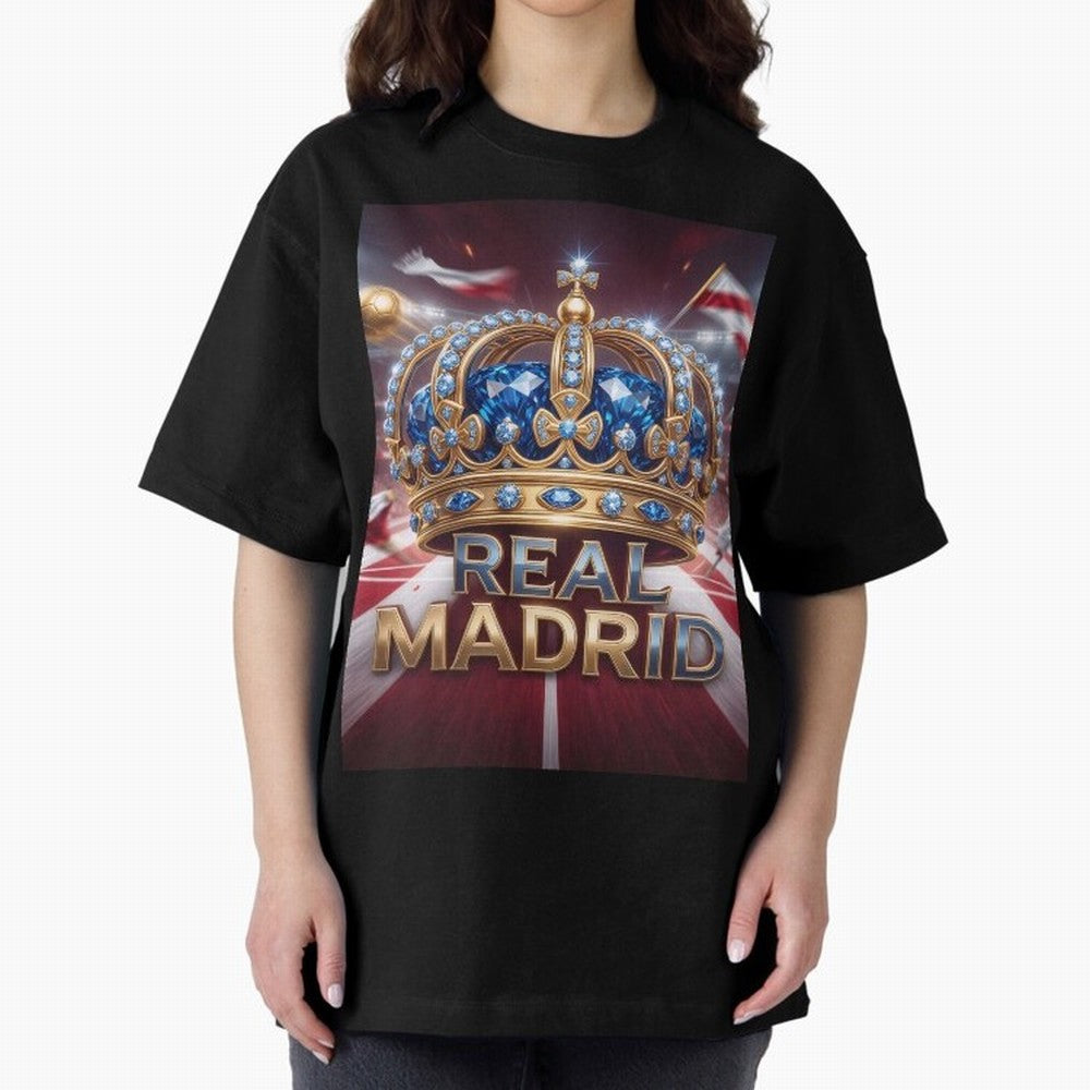 The Diamond of Real Madrid Oversized T-Shirt Remember Iconic Moments from Global Football Passion for FIFA World Cup 2026 Group Stage, Made for Mbappe and Neymar, England, France and Netherlands, Vintage Soccer Flavor, Modern Football Stars,