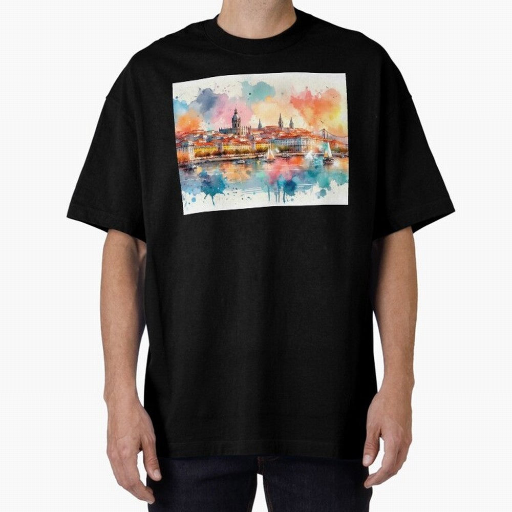 Lisbon cityscape with sailboats Oversized T-Shirt Make Game Day About FIFA World Cup 2026 USA Canada Mexico for Fans of Messi, Neymar and Mbappe and Argentina, Bringing Supporter Pride, Iconic Celebrations, Legendary Names and Global Match Day