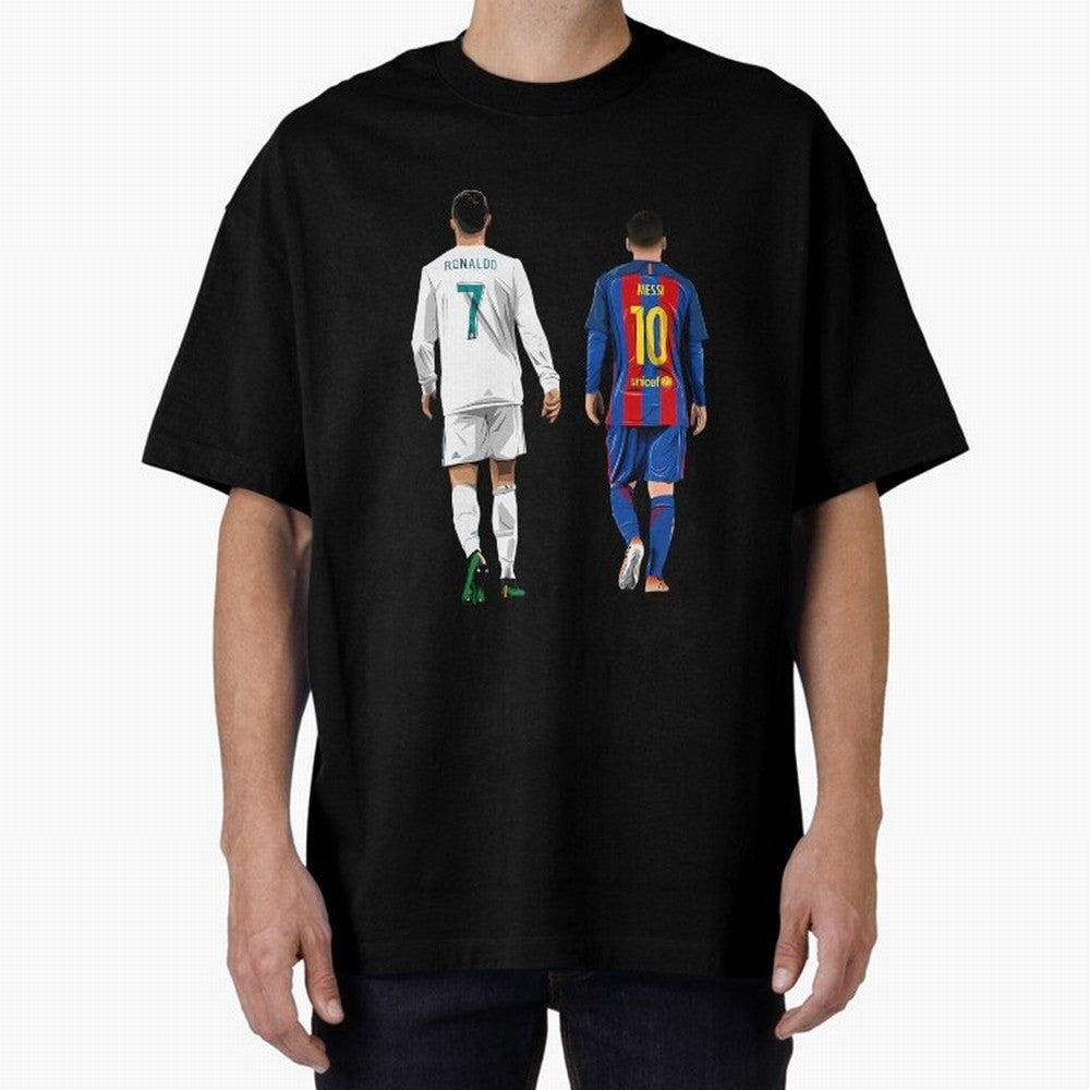 Cristiano Ronaldo And Messi Oversized T-Shirt Honor Champions and Dreams in the FIFA World Cup 2026 Journey through Mbappe Highlights, Netherlands Pride, Soccer Culture, Superstar Moments, National Team Dreams and Competitive Fire; Ideal for
