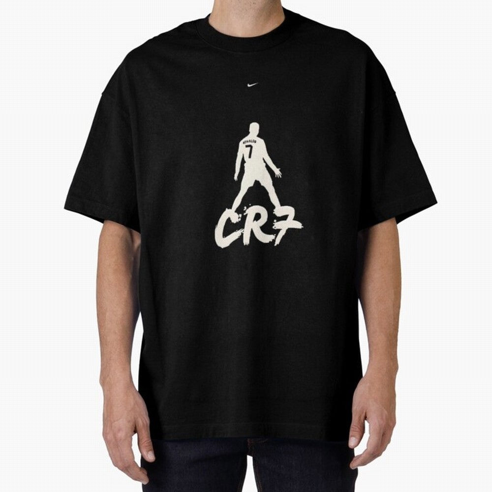 Cristiano Ronaldo CR7 Minimalist Silhouette Football Art Oversized T-Shirt Fuel Your Fan Pride for Global Football Passion for FIFA World Cup 2026 Group Stage, Driven by CR7, Portugal, Spain and Germany, Football History, Final Match Energy, Crowd