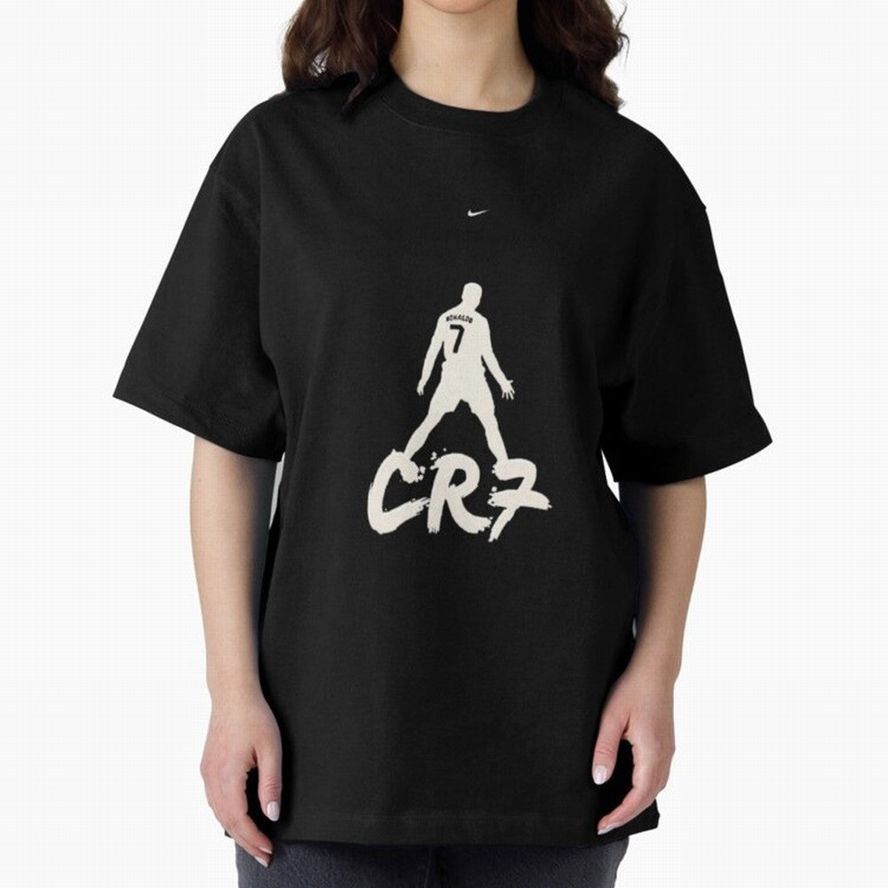 Cristiano Ronaldo CR7 Minimalist Silhouette Football Art Oversized T-Shirt Fuel Your Fan Pride for Global Football Passion for FIFA World Cup 2026 Group Stage, Driven by CR7, Portugal, Spain and Germany, Football History, Final Match Energy, Crowd