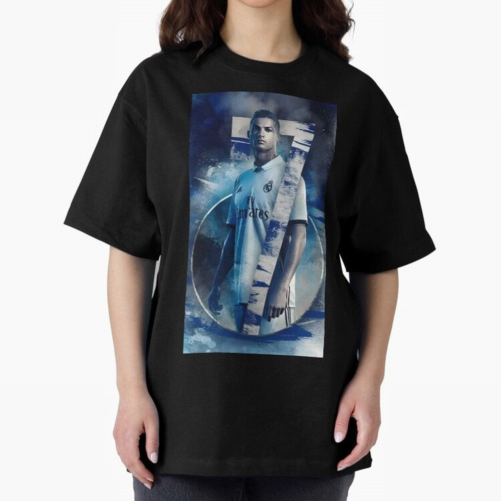Cr7 art design wallpaper Oversized T-Shirt Bring a Vintage Feel to FIFA World Cup 2026 Group Stage Spirit, Made for France and Portugal, Cristiano Ronaldo, Stadium Memories, Football Loyalty, International Chants and Championship Tradition; Made
