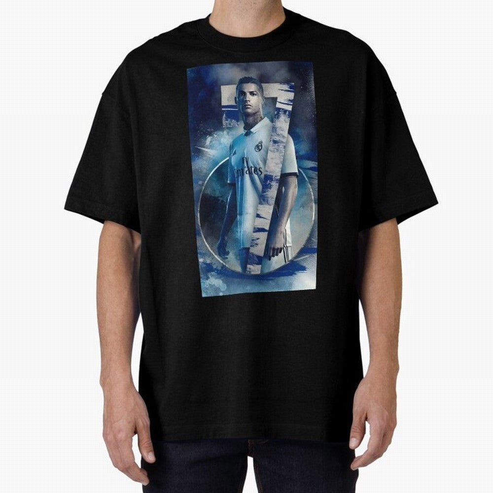 Cr7 art design wallpaper Oversized T-Shirt Bring a Vintage Feel to FIFA World Cup 2026 Group Stage Spirit, Made for France and Portugal, Cristiano Ronaldo, Stadium Memories, Football Loyalty, International Chants and Championship Tradition; Made