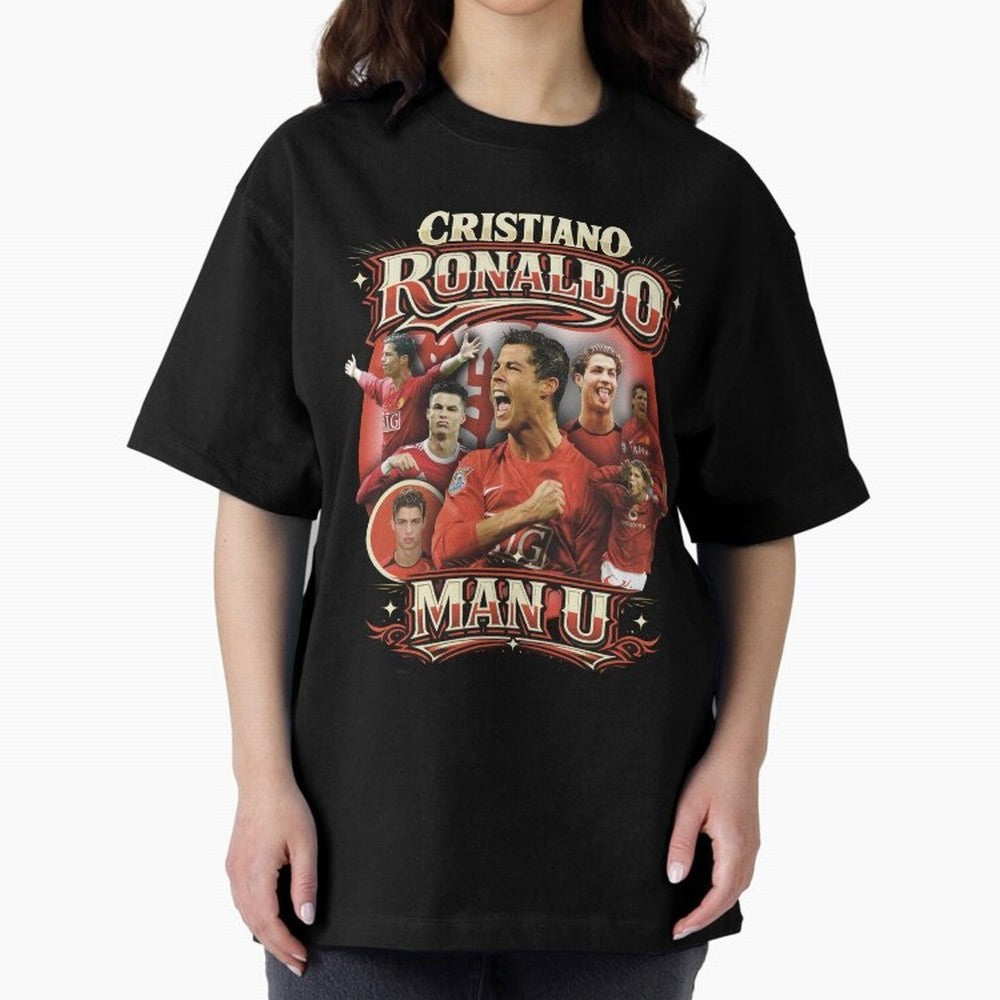 Cristiano Ronaldo Manchester United Oversized T-Shirt Celebrate National Team Dreams in Global Football Passion for FIFA World Cup 2026, Inspired by Haaland, Argentina and Brazil, Football Passion, Legendary Performances, Festival Vibes and