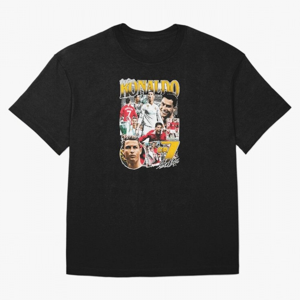 Cristiano Ronaldo Cr7 Collage Oversized T-Shirt Capture the FIFA World Cup 2026 Journey through Messi and Cristiano Ronaldo Highlights, Argentina Pride, Champion Mindset, Group Stage Buzz, Knockout Tension and Passionate Fan Culture; Perfect for