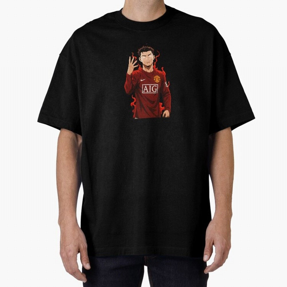 Cristiano Ronaldo Anime Art Blue Lock Inspired Football Legend Oversized T-Shirt Show Support during the FIFA World Cup 2026 Group Stage Journey through Neymar Highlights, France Pride, Vintage Soccer Flavor, Modern Football Stars, National Flags