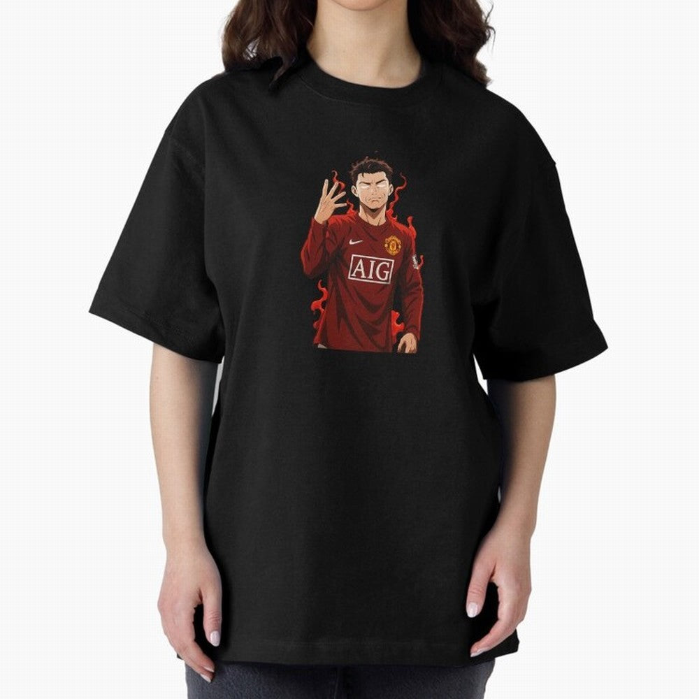 Cristiano Ronaldo Anime Art Blue Lock Inspired Football Legend Oversized T-Shirt Show Support during the FIFA World Cup 2026 Group Stage Journey through Neymar Highlights, France Pride, Vintage Soccer Flavor, Modern Football Stars, National Flags