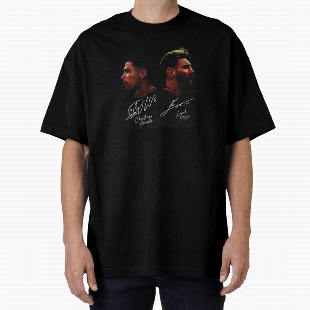 Cristiano Ronaldo & Lionel Messi Signature Oversized T-Shirt Feel the Trophy Chase of the FIFA World Cup 2026 USA Canada Mexico Journey through Mbappe and Neymar Highlights, France Pride, Football Festival Excitement, Trophy Ambitions, Country
