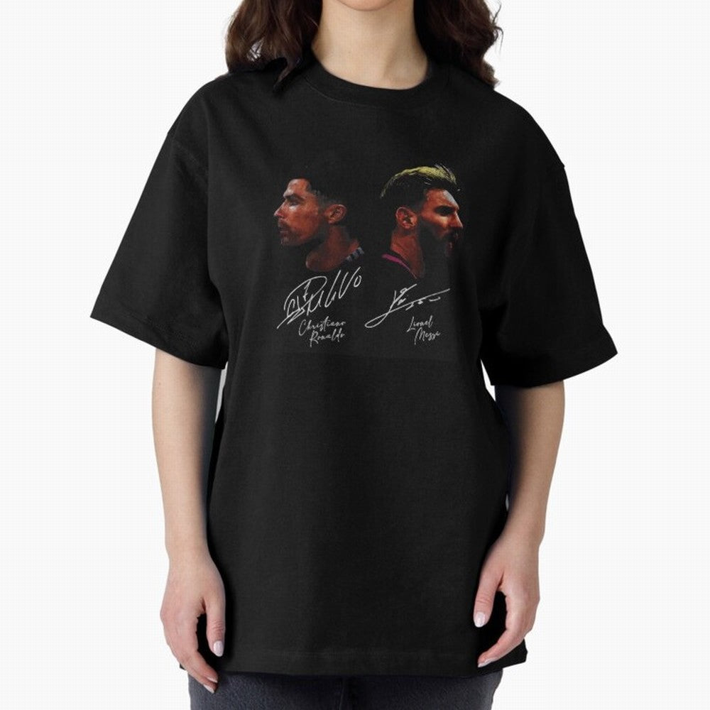 Cristiano Ronaldo & Lionel Messi Signature Oversized T-Shirt Feel the Trophy Chase of the FIFA World Cup 2026 USA Canada Mexico Journey through Mbappe and Neymar Highlights, France Pride, Football Festival Excitement, Trophy Ambitions, Country