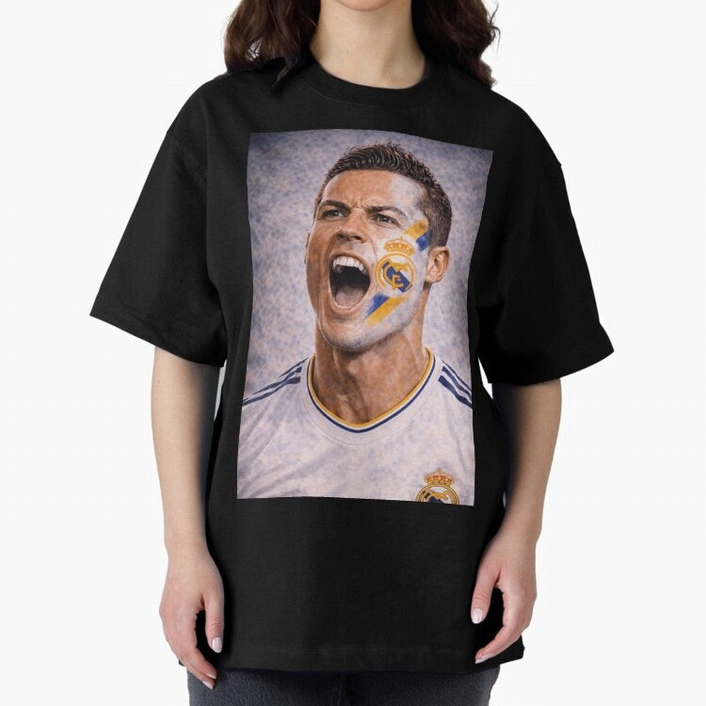 Cristiano Ronaldo ¡ª A Fan Portrait in Motion Oversized T-Shirt Bring Retro Soccer Energy to Global Football Passion for FIFA World Cup 2026 USA Canada Mexico, Filled with Cristiano Ronaldo, Haaland and CR7, France, Vintage Soccer Flavor, Modern