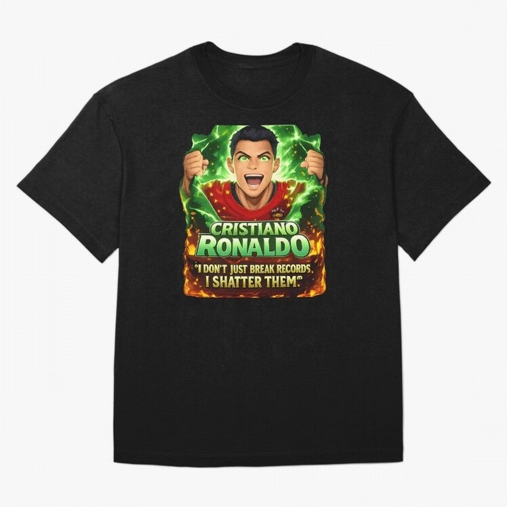 Cristiano Ronaldo Power Art Poster ¨C Legendary Football Motivation Design Oversized T-Shirt Bring International Match Energy to FIFA World Cup 2026 USA Canada Mexico for Fans of Cristiano Ronaldo, Haaland and CR7 and Spain, Bringing Football