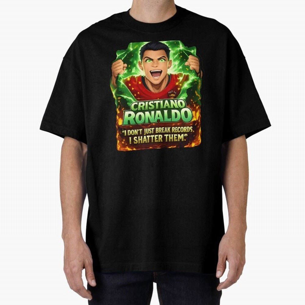 Cristiano Ronaldo Power Art Poster ¨C Legendary Football Motivation Design Oversized T-Shirt Bring International Match Energy to FIFA World Cup 2026 USA Canada Mexico for Fans of Cristiano Ronaldo, Haaland and CR7 and Spain, Bringing Football